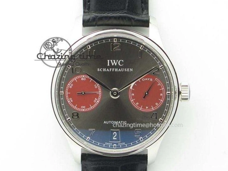 MIROTIME 0421 Portuguese IW5444 SS White Dial Blue Numbers On Blue Leather Strap A Modern 7258